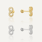 SE0200 S925Silver Plated with Full Diamond Love Infinity8Small and exquisite stud earrings