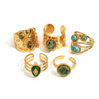 Stainless Steel Natural Stone Turquoise Ring ring