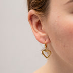2H French Retro Court Style Elegant Earrings18K Gold Hollow Heart Earrings Trendy Ear Jewelry