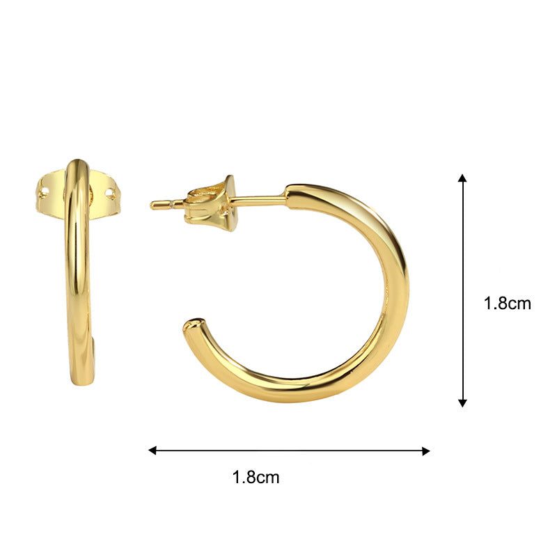 E0266 Various Sizes Round Shape C Hoop Earrings Semi-Open Large Hoop Trendy Women's Jewelry