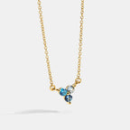 N0035Gradient Blue Zircon Necklace for Women, Minimalist and Simple, gold Neck Chain, Export Accessories