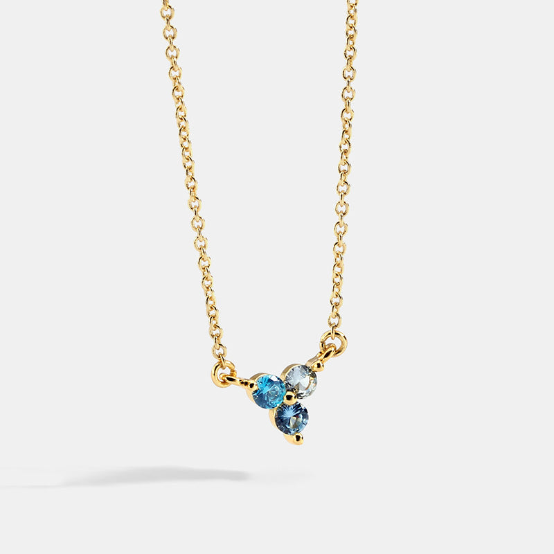 N0035Gradient Blue Zircon Necklace for Women, Minimalist and Simple, gold Neck Chain, Export Accessories