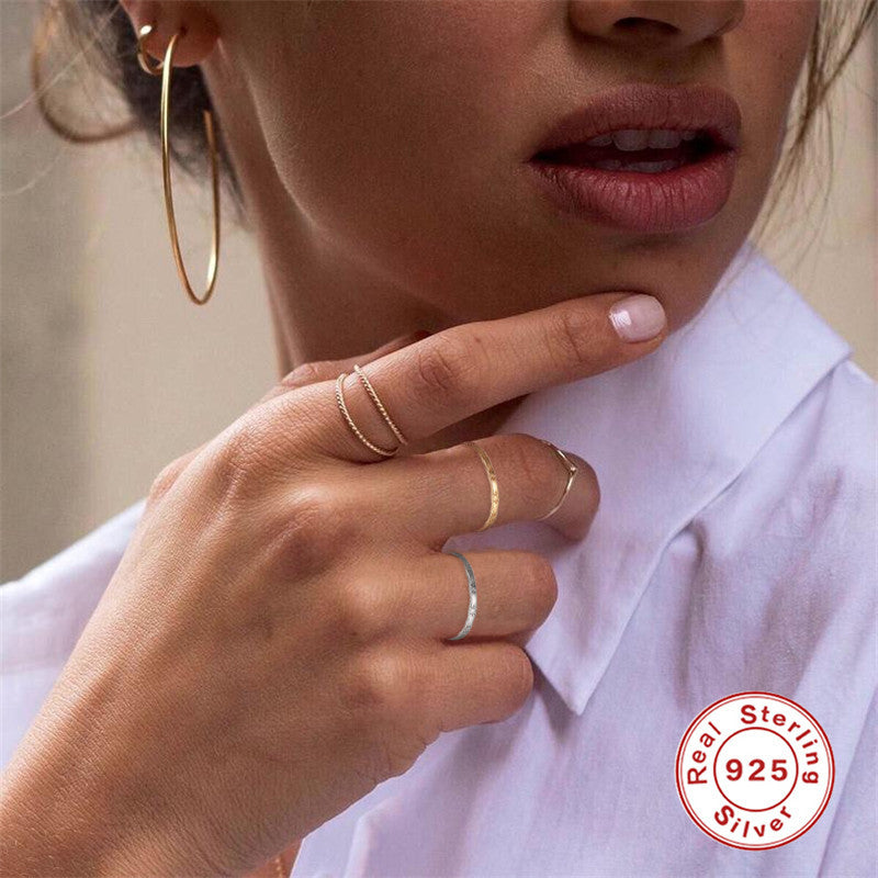 Japanese and Korean Design925Sterling Silver Ring Creative Simple Trendy Small Sun Retro Ring