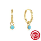 925Pure Silver Classic Hot-Selling Turquoise Hoop Earrings Minimalist Earrings Best-Seller