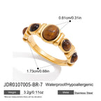Tiger Eye Stone Ring Non-Fading Stainless Steel Agate Jewelry for Women rings