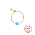 Colored Zircon 925 Sterling Silver Adjustable Chain Ring — side profile — alternate angle 3 — jewelry finish and design detail