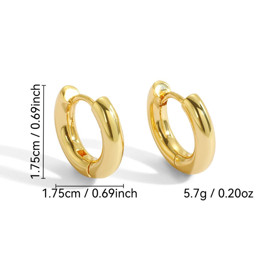E0136Wind Earrings for Square and Round Faces, Simple Hoop Earrings, Plated18K Real Gold Hoop Earrings