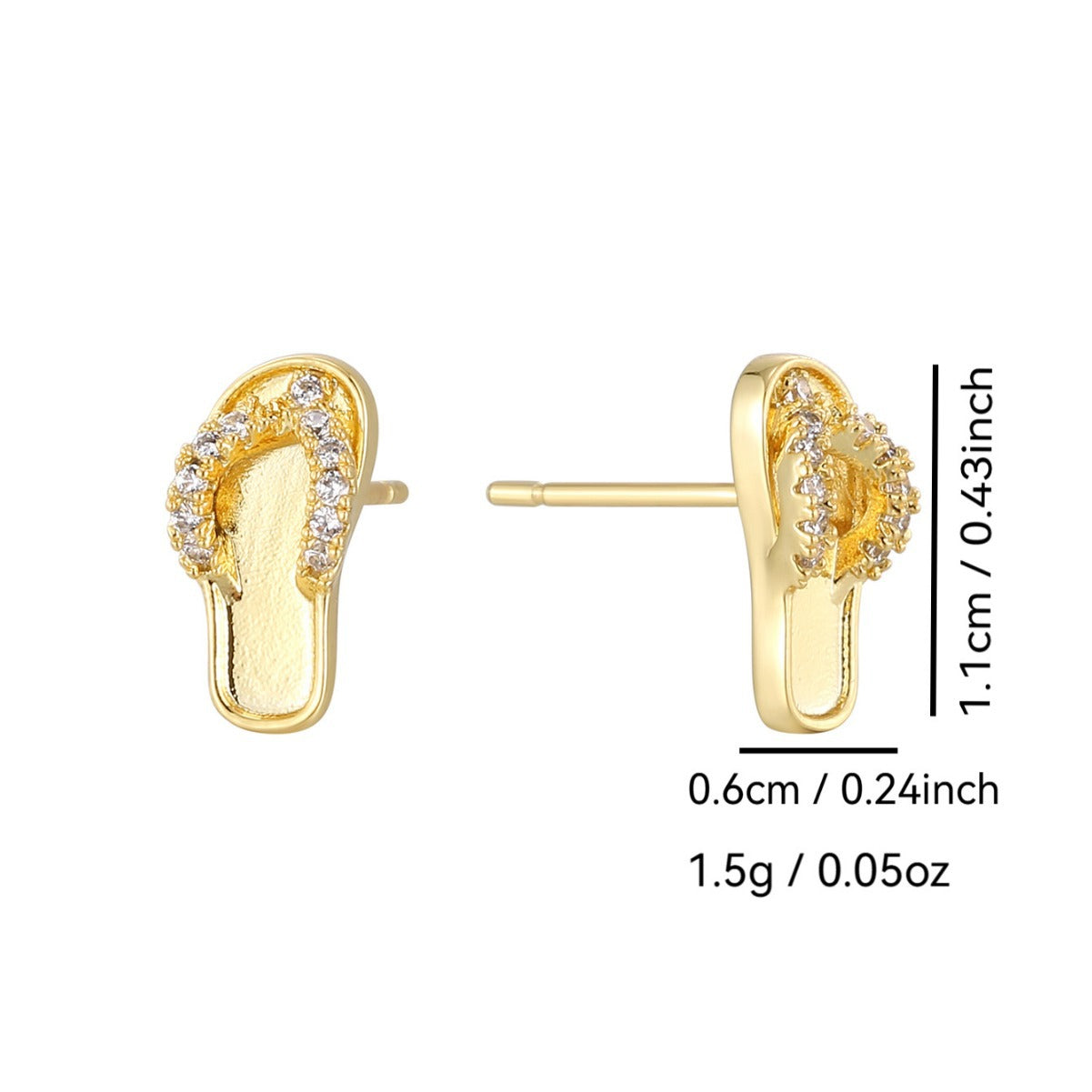 E0763 Creative Design Heartfelt Flip-Flop Earrings for Women Fashion Gold-Plated Zirconia Ear Jewelry