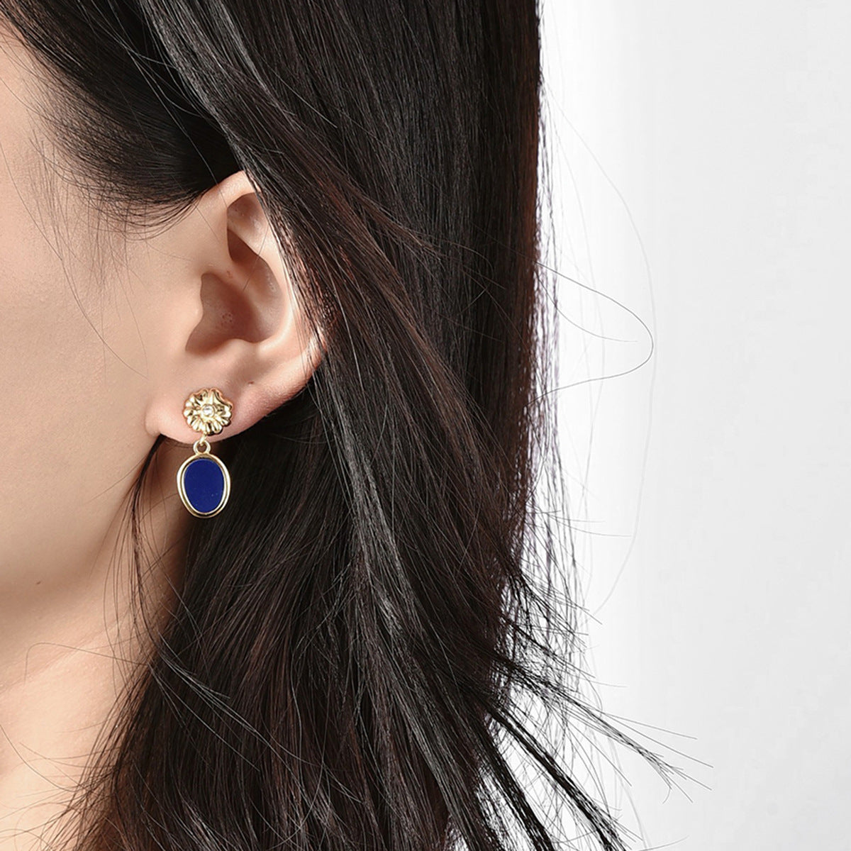 E0218 925Silver Needle Flower Irregular Earrings Japanese and Korean New Trendy Earrings