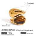 Stainless Steel Teardrop Pearl Tiger Eye Ring — close-up detail — jewelry finish and design detail