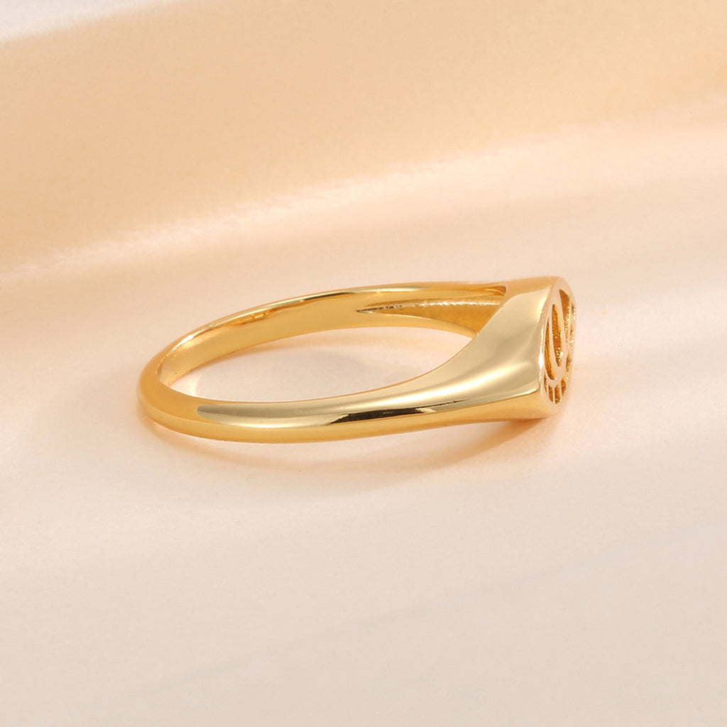 R0496 Design Sense Demon Eye Hollow Ring for Women, Copper Plated with Gold, Minimalist Style