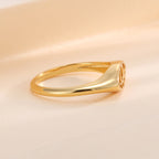R0496 Design Sense Demon Eye Hollow Ring for Women, Copper Plated with Gold, Minimalist Style