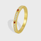 R0494 Lightweight Simple Fashion Heart Resin Ring for Women Copper Gold Plated Micro Inlaid White Zircon