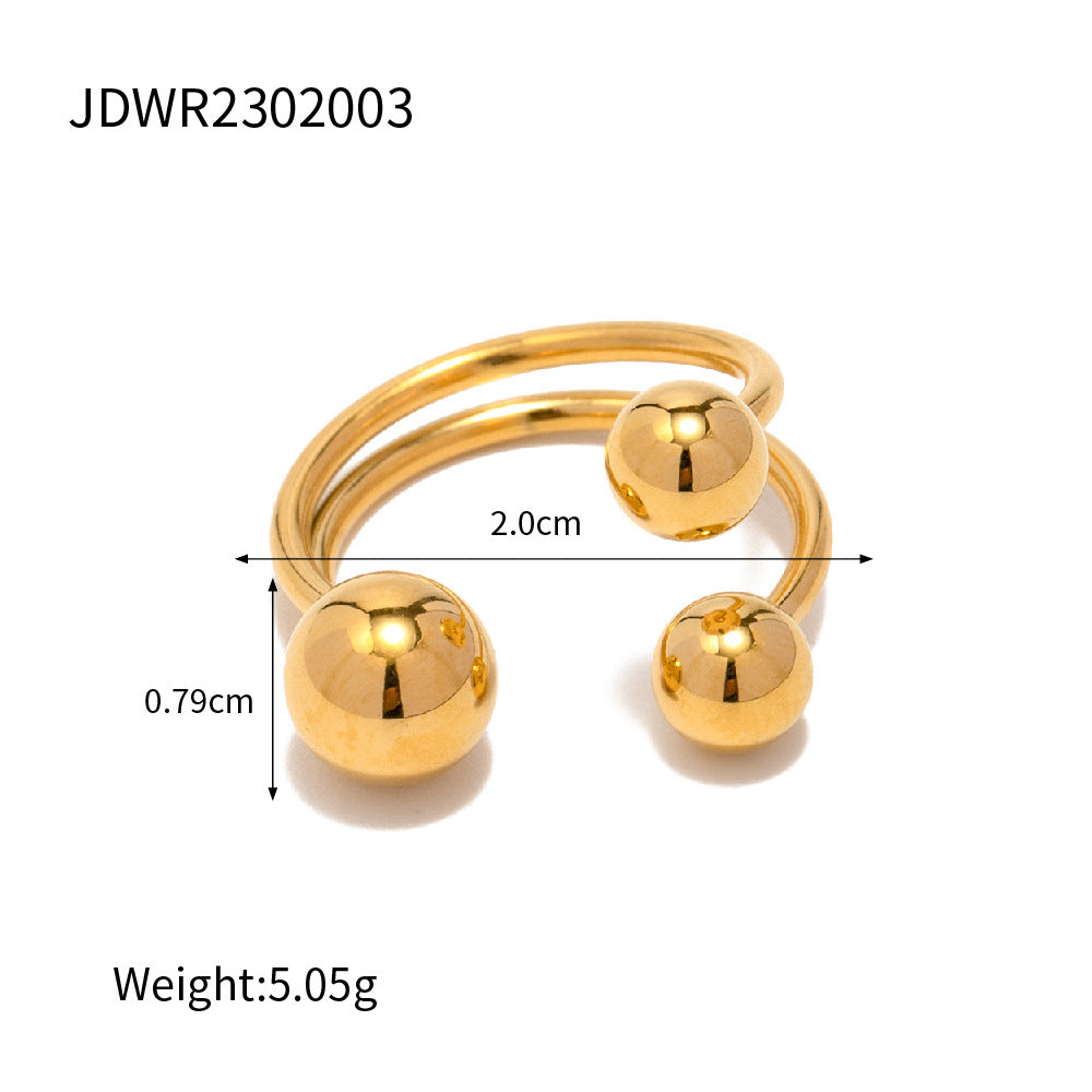 2H Ring18K Golden Three Balls gold Open Ring