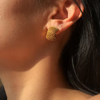 2H New style wind grid earrings18k Gold Earrings Stainless Steel Earrings Studs