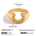 Gold-Plated Stainless Steel Ring with Cubic Zirconia Detail — Soft Contour — alternate product view — jewelry finish and design detail