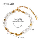 Stainless Steel Jewelry Non-Fading Pearl Bracelet Gold Plated