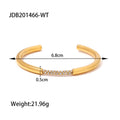 Cubic Zirconia Open Profile Gold-Plated Stainless Steel Cuff Bracelet — material detail — jewelry finish and design detail