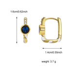 E0504 Design Sense Geometric Blue Zircon Earrings for Women Brass Gold-Plated Micro-Inlaid White Zircon Ear Clips