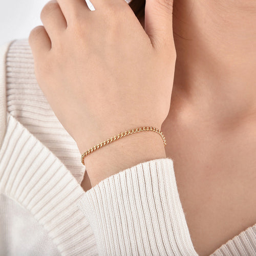 18K Gold-Plated Brass Cuban Link Chain Bracelet featuring linked detailing