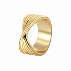 R0264 Unique Fashion Geometric Twisted Pattern Ring for Women with Bowknot Minimalist Design