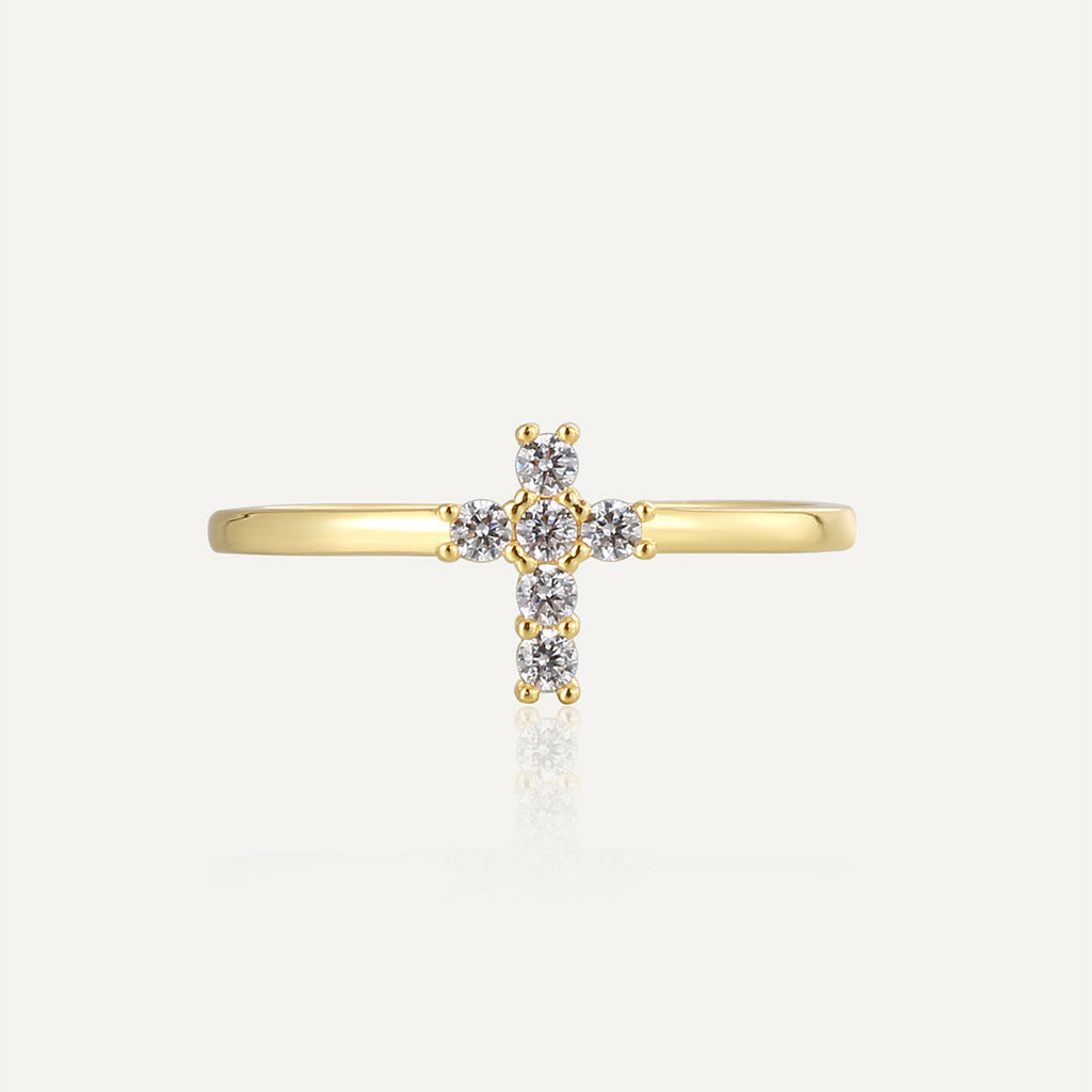 R0664 Personalized Design Ring for Women Simple Cross Inlaid with Zircon Vintage Tail Ring