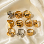 Ornament18K Gold Stainless Steel Exaggerated Ring rings Female