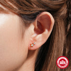 S925Sterling Silver Geometric Star Inlaid with Diamonds Fashion Flat Head Piercing Threaded Ear Bone Stud New Hot-Selling Earrings for Women