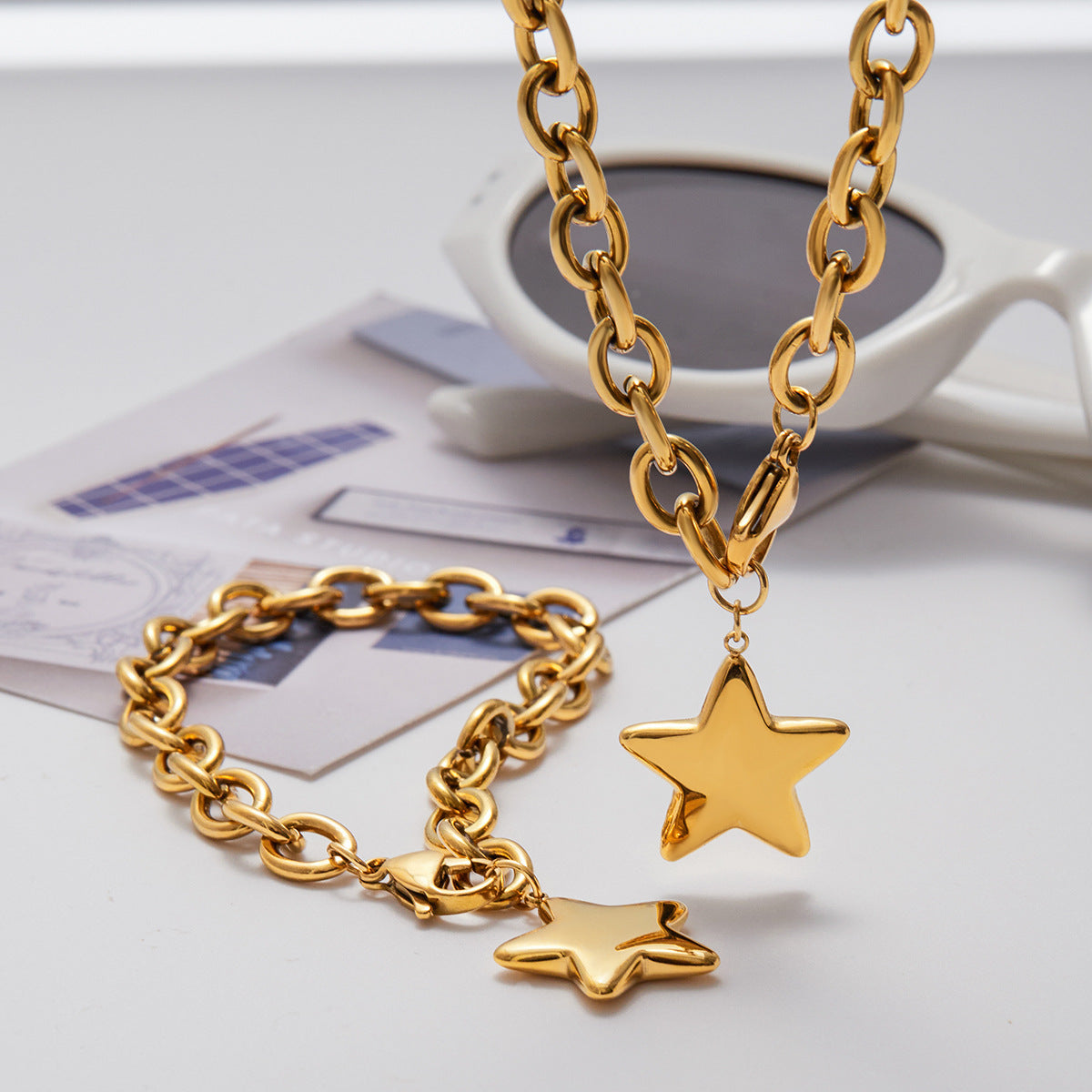 Five-pointed Star Stainless Steel Necklace Jewelry Women's Bracelet Accessories