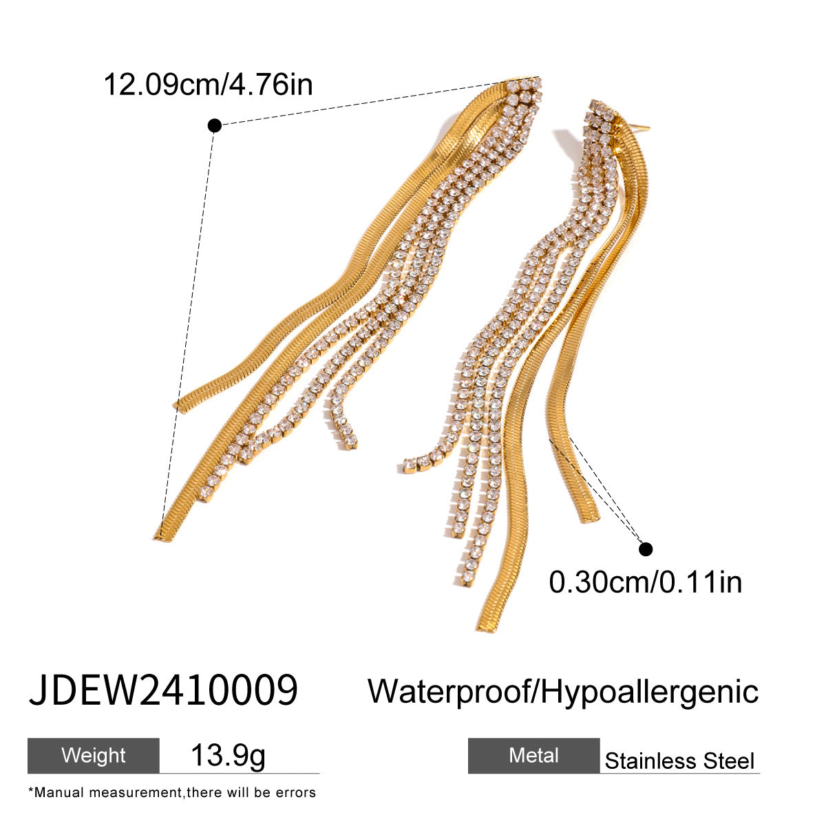 Stainless Steel Tassel Earrings Exaggerated Stud Earrings Earrings