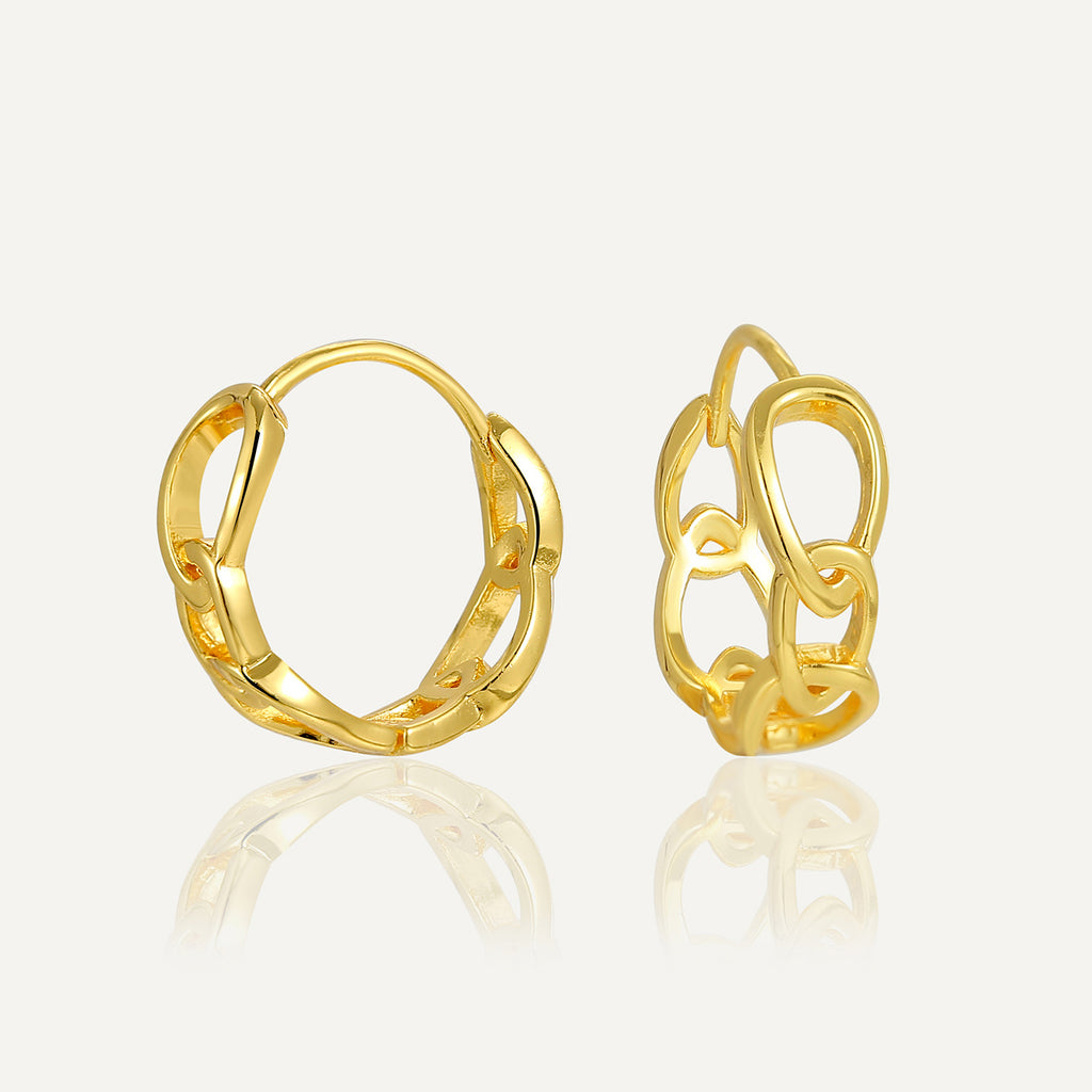 SE0044 S925Silver plating14K Gold Water Drop Shaped Lock Buckle Hip Hop Earrings Female Ear Jewelry