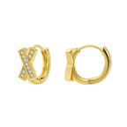 E0672 Fashion Design X Shaped Earrings Women's Micro-encrusted Zirconia Simple Ear Buckle