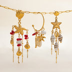 2H Stainless Steel Coral Tassel Earrings Stud Conch Ear Jewelry Accessories