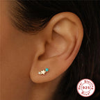 S925Sterling Silver Five-Pointed Star Zodiac Birthstone Inlaid Diamond Stud Earrings Creative Earrings Jewelry