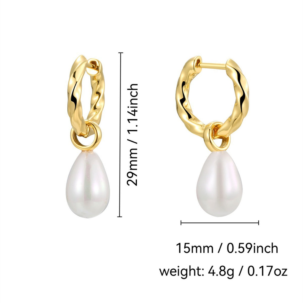 E0400 Xiaoxiang Design Pearl Drop Earrings for Women Brass Gold-Plated Elegant Earrings