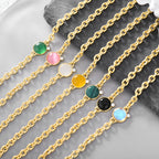 B0036 Exaggerated Natural Stone Round Bracelet for Women Bohemian Thick Chain Short Jewelry