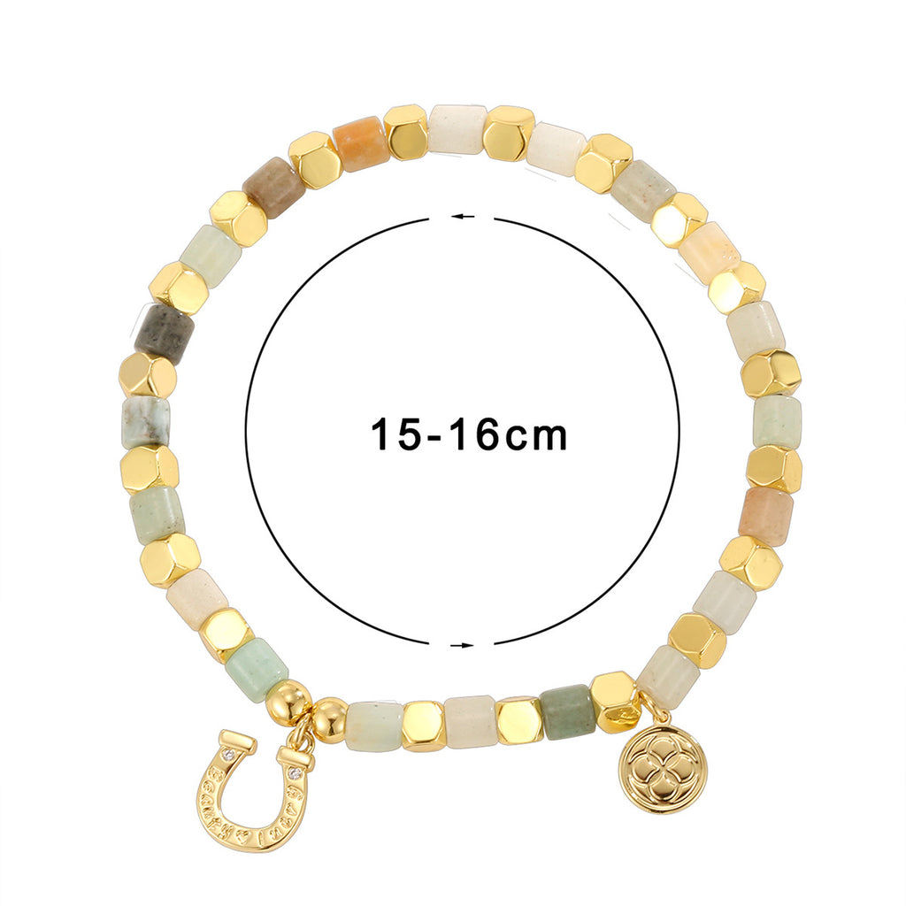 B0264 Copper plating18k Gold Fashion Stone Bracelet Bohemian Horseshoe Beads