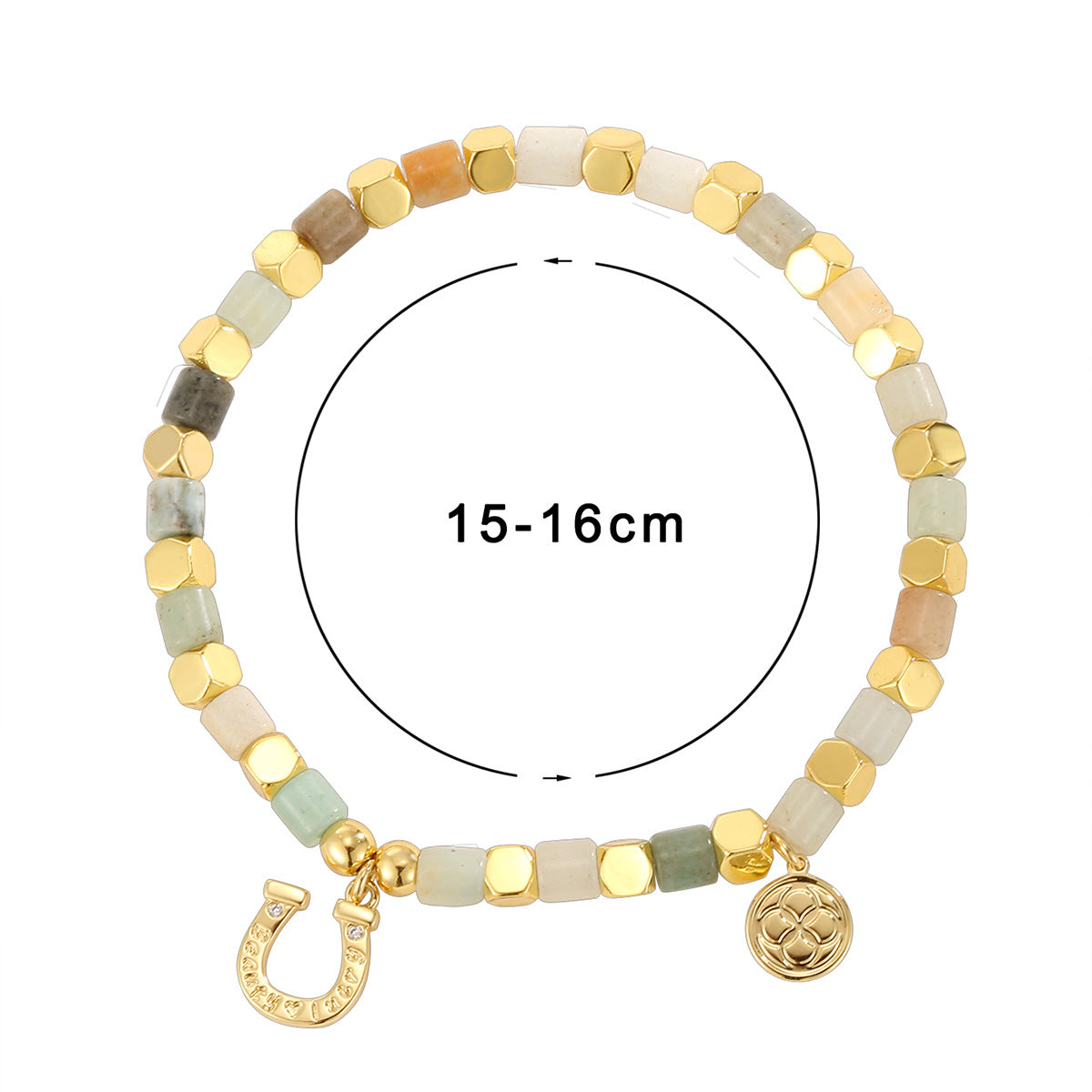 B0264 Copper plating18k Gold Fashion Stone Bracelet Bohemian Horseshoe Beads