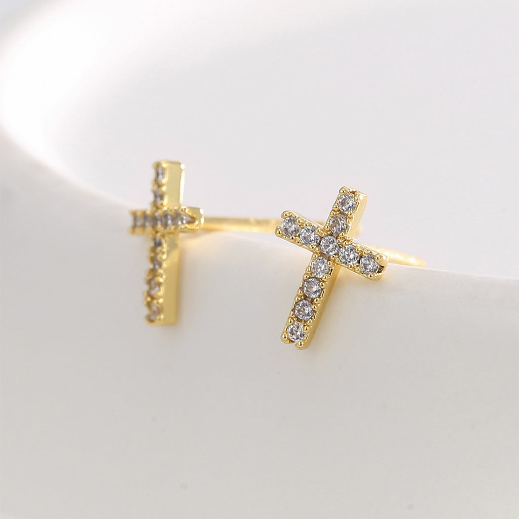 E0754 Retro Fashion Design Earrings for Women Hot Sale Cross Zirconia Stud Earrings