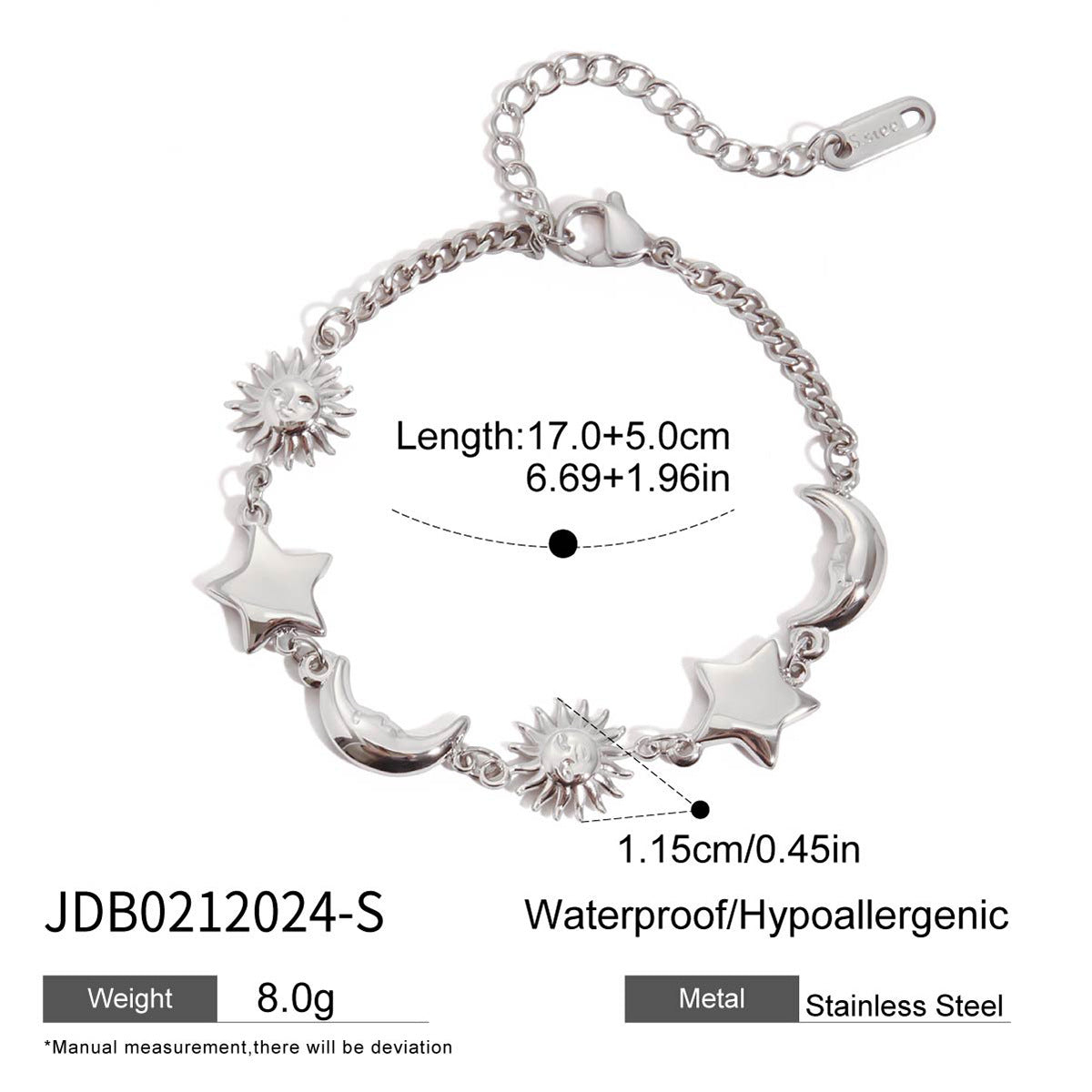 18k Gold Stainless Steel Star Bracelet Jewelry Non-Fading Accessories