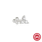 S925Sterling Silver Horse Eye Inlaid Diamond Crown Double-Sided Wearable Soft Bone Threaded Piercing Ear Bone Stud New Earrings for Women