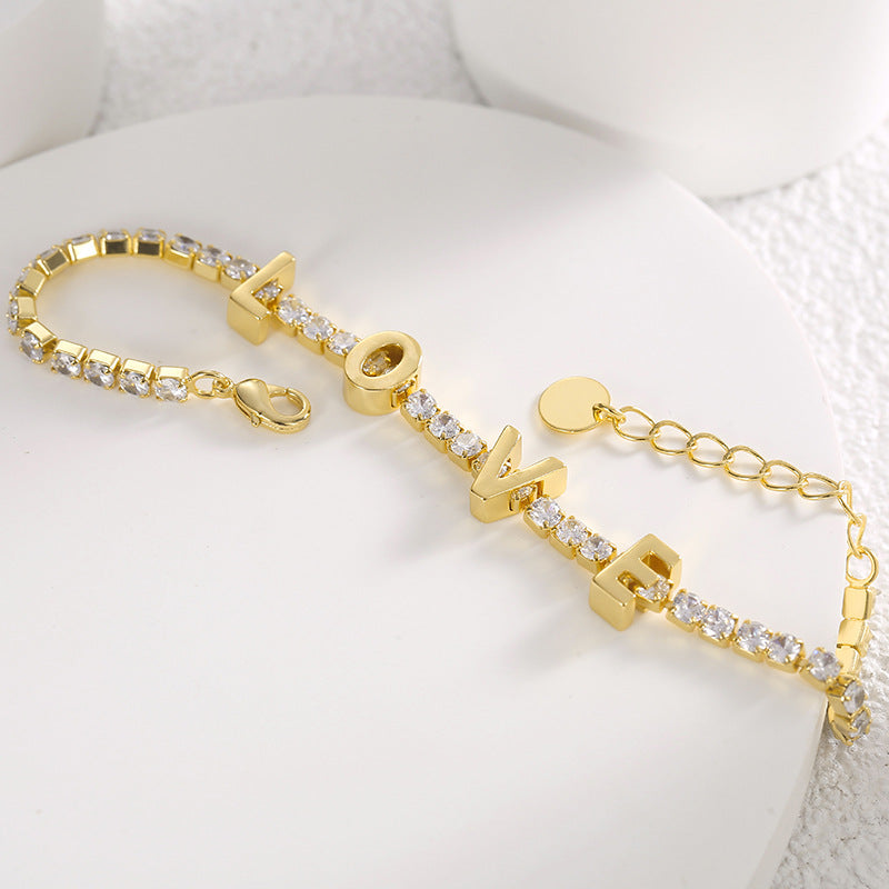 B0138 French Romantic Fashion Design Love Couple Bracelet Women's Holiday Gift Micro-encrusted Zirconia Chain