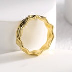 R0459 Design Hammered Texture Ring for Women Retro Exaggerated Irregular Texture