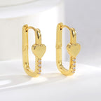 E0515 Fashion Heart-Shaped Zircon Earrings for Women Copper Gold-Plated Micro-Inlaid White Zircon Simple Earrings