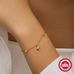 S925 Sterling Silver Four Pointed Star Diamond Opal Bracelet For Women