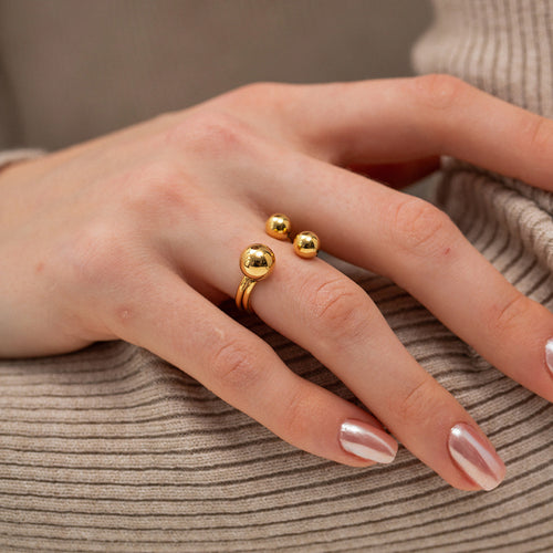 18K Gold-Plated Brass Sculptural Adjustable Ring for boutique wholesale jewelry collections