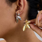 Stainless Steel Leaf Earrings Jewelry for Women Non-Fading