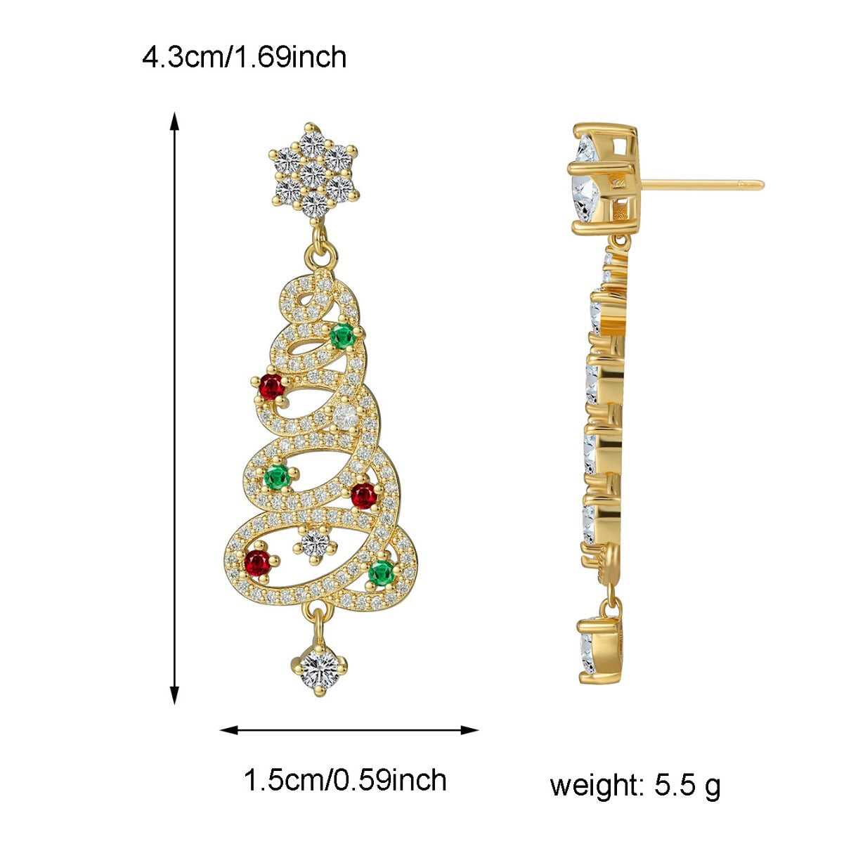 E0535 New Fashion Christmas Jewelry Exquisite Earrings for Women Christmas Tree Snowflake Shape Zircon Earrings