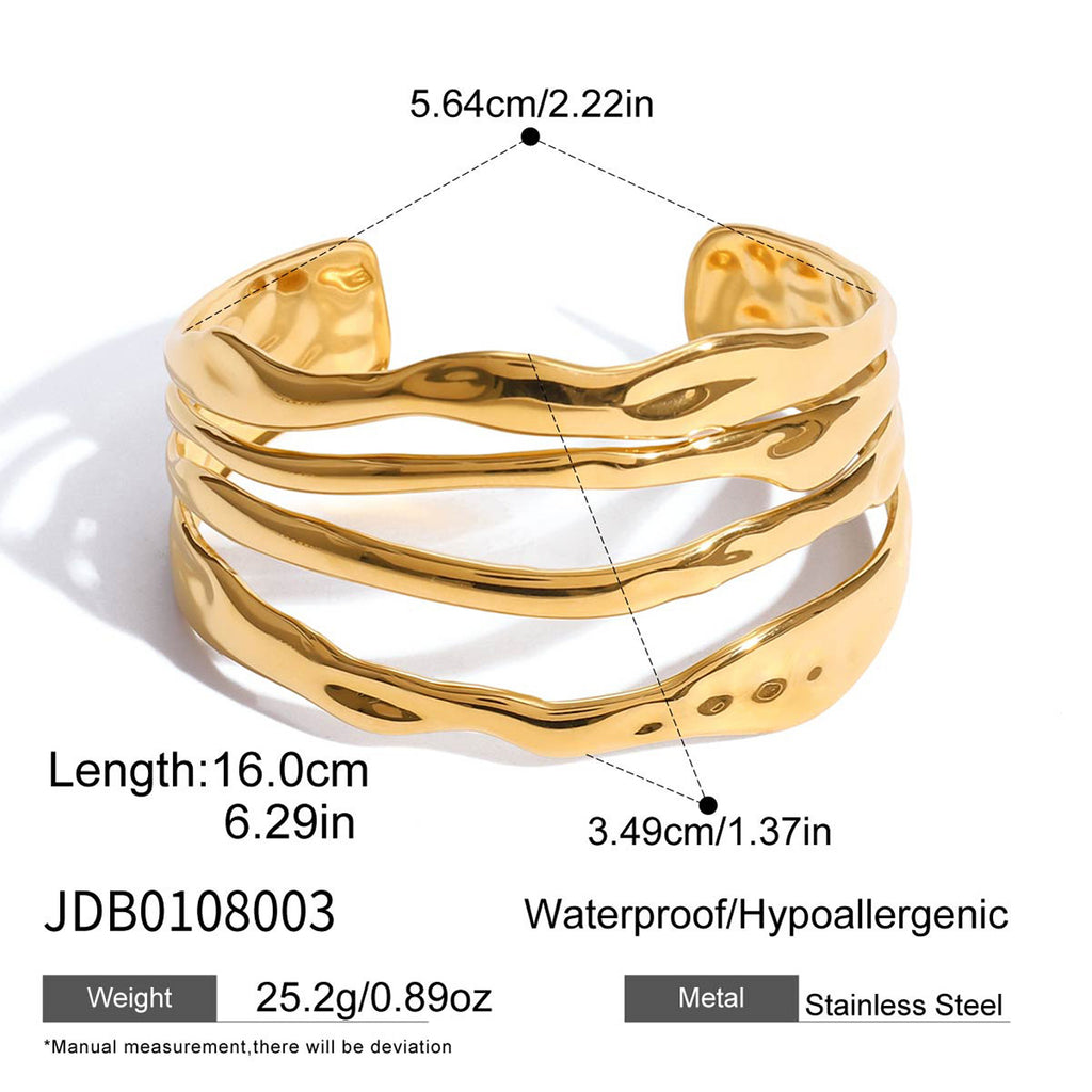 Stainless Steel Zircon Bracelet Non-Fading Open Bangle Jewelry