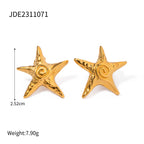 18k Gold Stainless Steel Pentagram Starfish Swirl Spiral Hoop Earrings Fashion Same Style Starfish Necklace